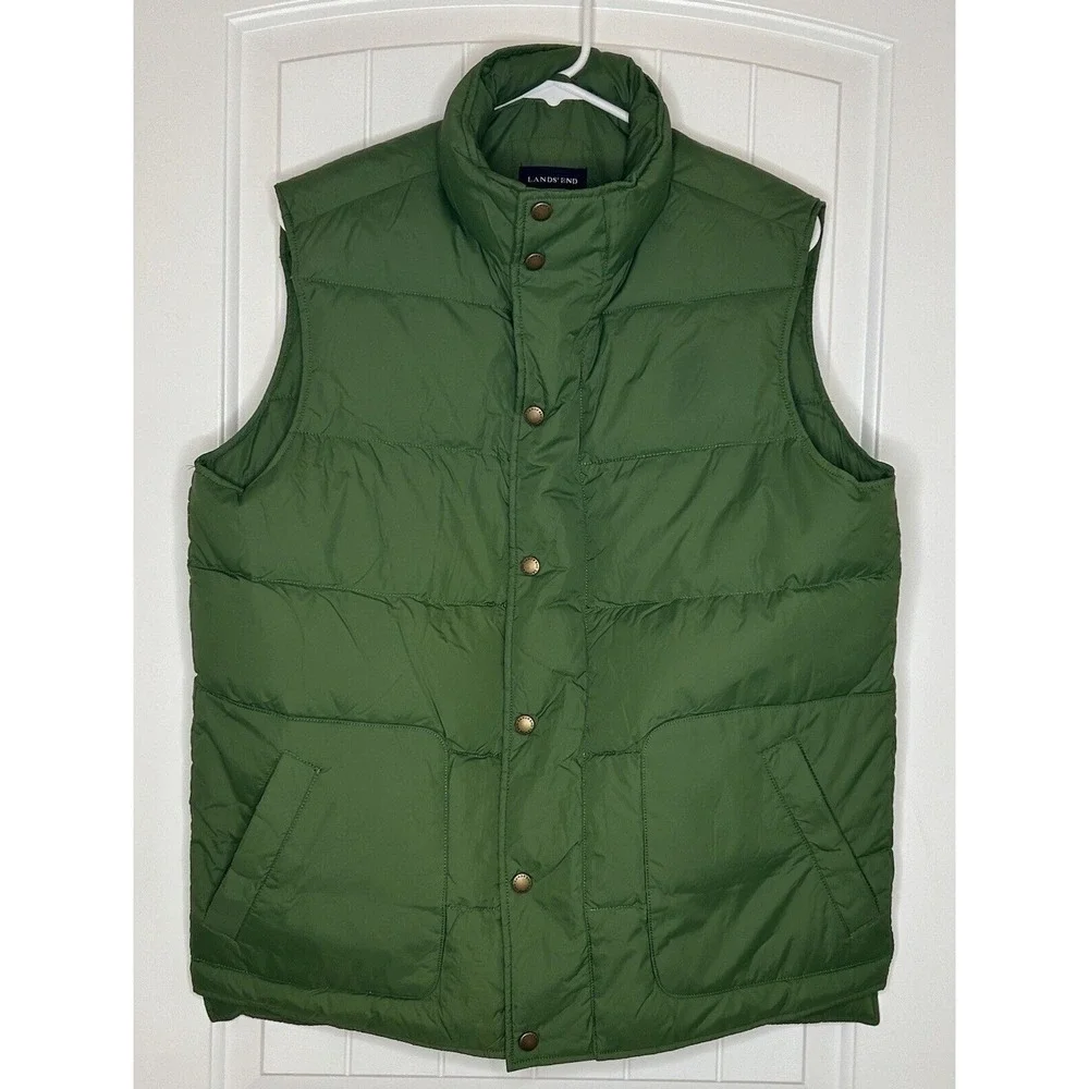 LANDS' END Mens' Green Puffer Vest Size M 38-40